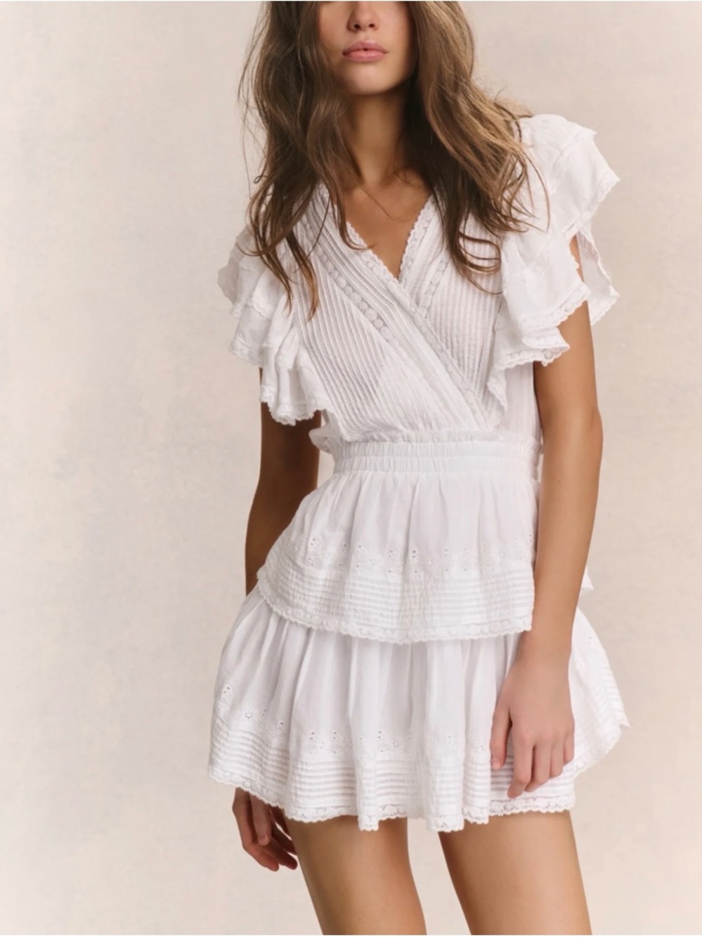 LoveShackFancy Gwen Heritage Mini Dress White Eyelet Size Medium New